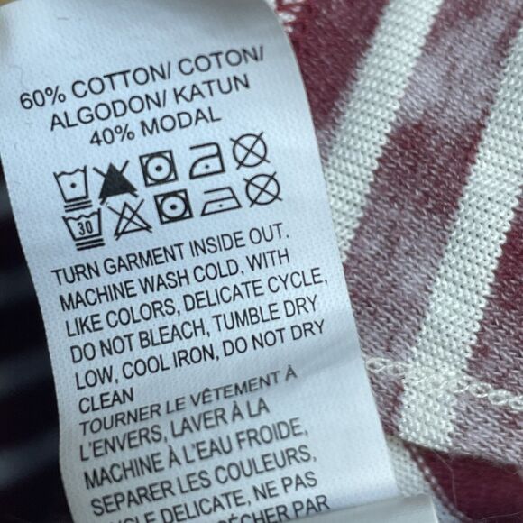 LUCKY BRAND Lucky Lotus Distressed Striped LS Top Sz XS Button Sleeve Detail - Picture 9 of 10